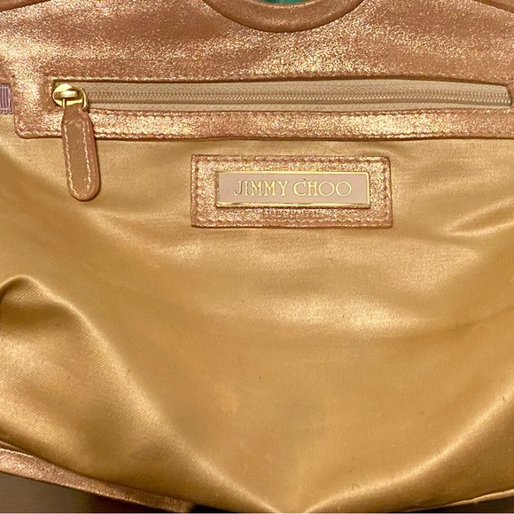 JIMMY CHOO Vintage Y2K Ballet Pink Metallic Suede/Leather Evening Bag Gold Strap - Picture 10 of 16